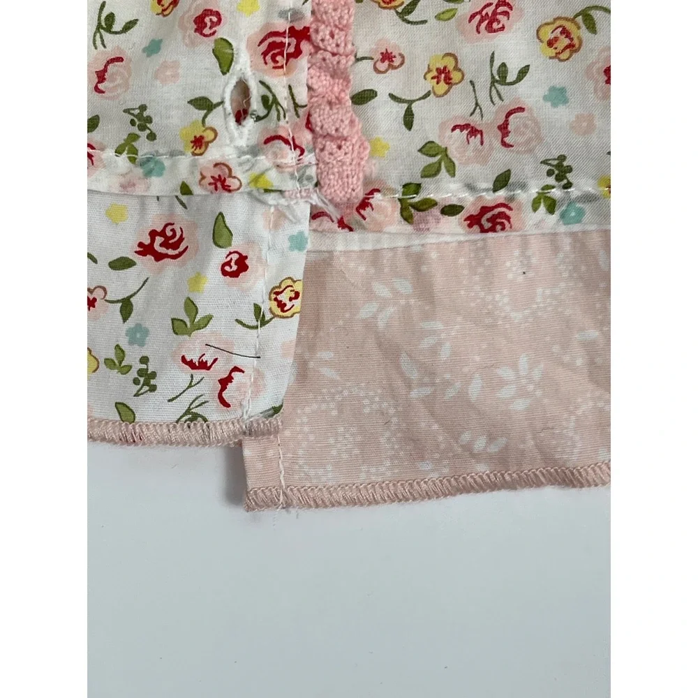 Disney Signature Baby Girl Dress 6 Months Floral‎ Print White Pink Cotton Silk